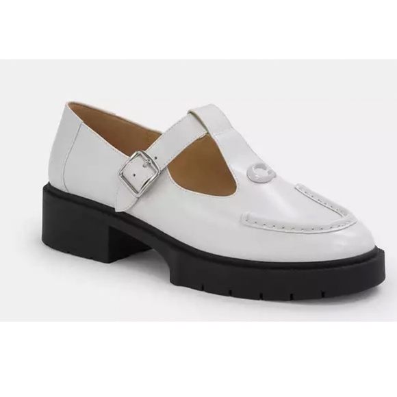 NIB Optic White Coach LIV Leather Mary Jane Women's Platform Shoes 9 - Picture 1 of 6